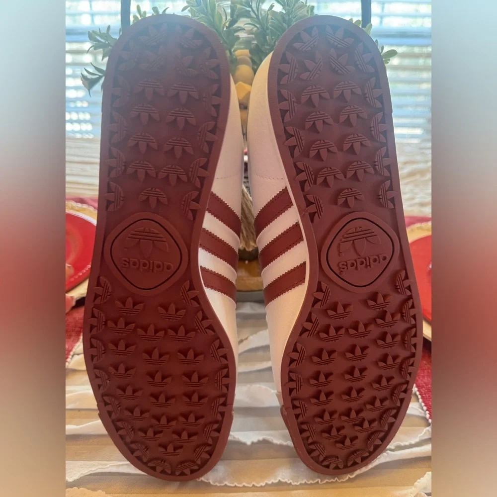 Original Adidas Samoa Sneakers White Ruby Red Burgundy Low Profile Sneaker Sz 11